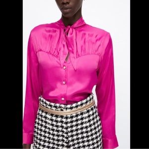 Zara Pink Satin Top NWT size small